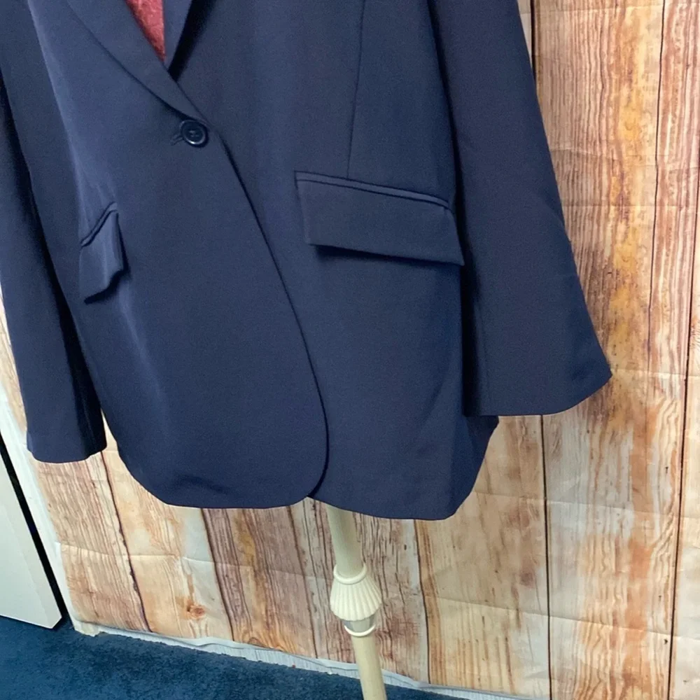 Blazer DG2 by Diane Gilman Tailored Blazer Coat, Deep V-neck ,XL Blue New